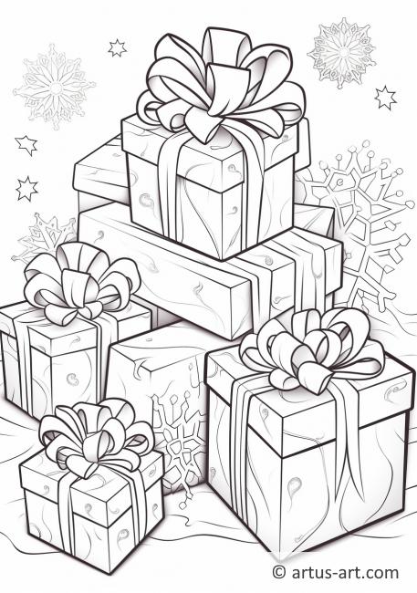 Snowflake with Presents Coloring Page